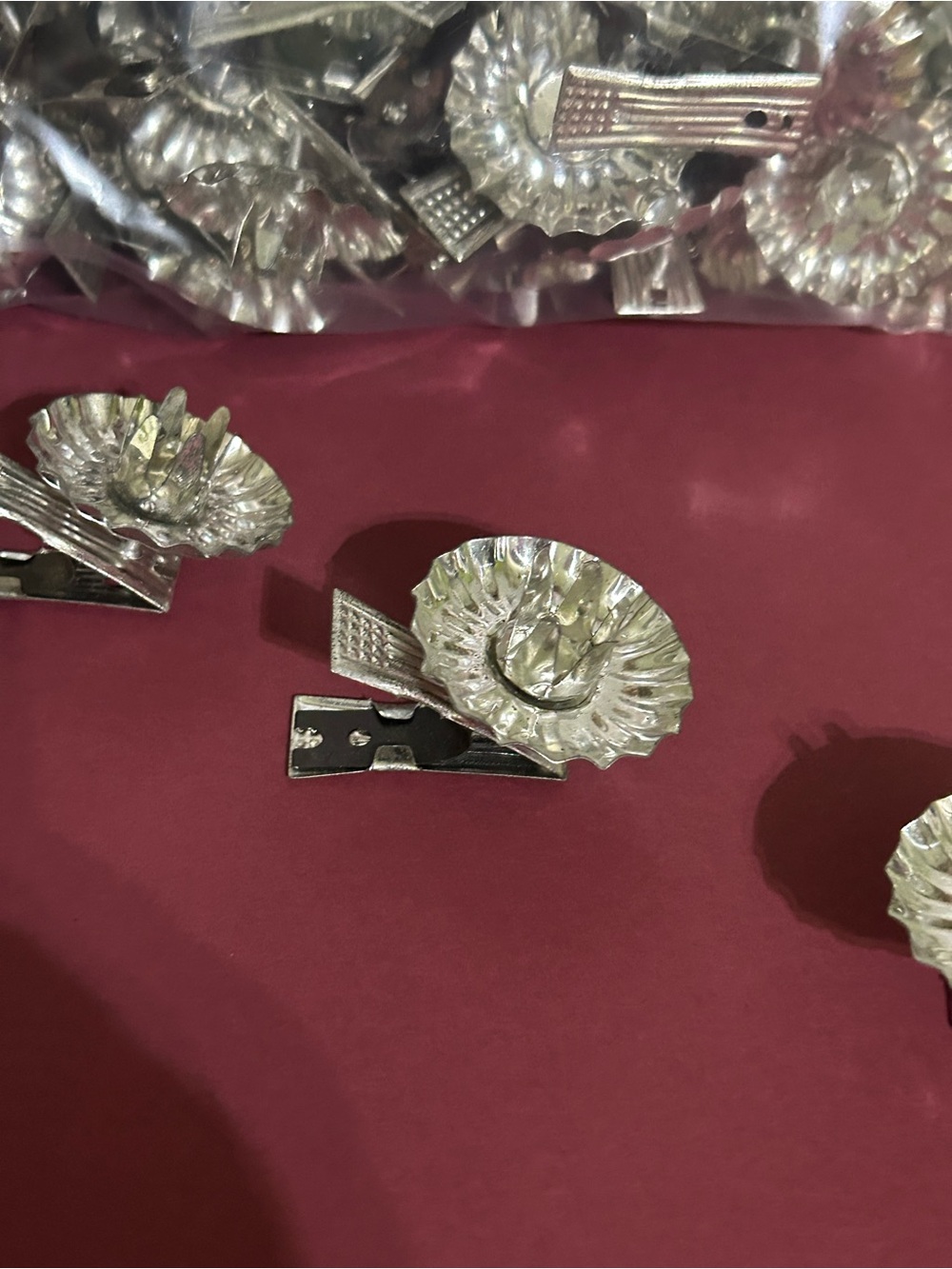 Vintage Christmas Tree Candle Holder Clips Lot of 42 Silver tone